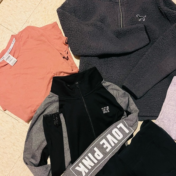 PINK Activewear Set with Black, Gray, and Coral Pieces - Picture 2 of 3